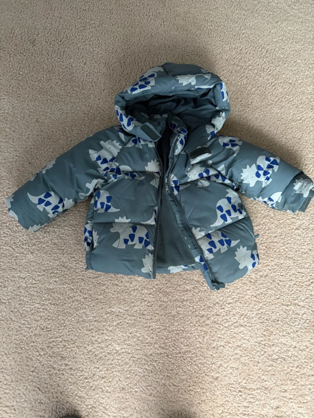 Kids  Dino Puffer Jacket with Hood